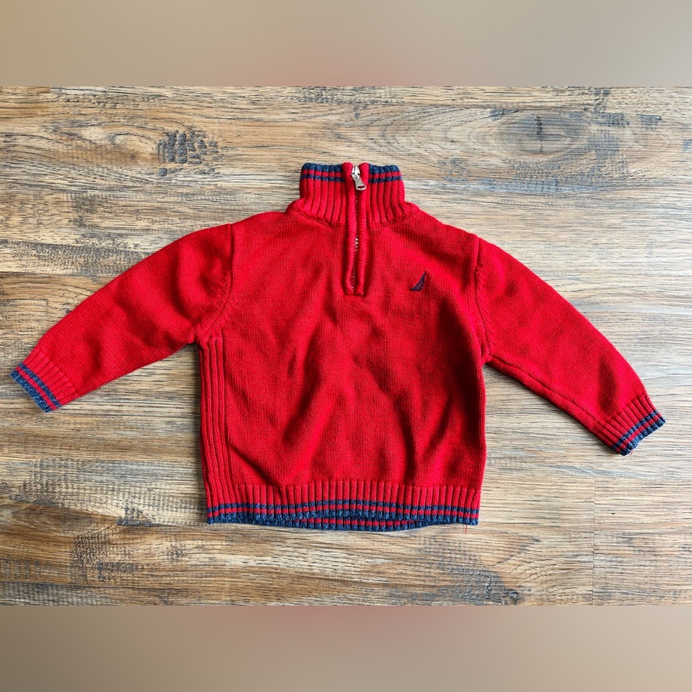 Nautica Toddler Red Quarter-Zip Pullover Sweater
